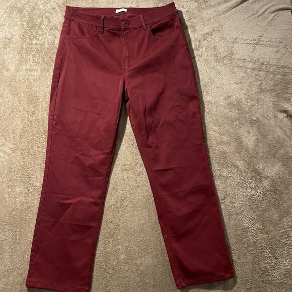 J. Jill Christian Soriano Pants Womens Sz 10 High Rise Burgundy Red Straight Leg - Picture 1 of 7
